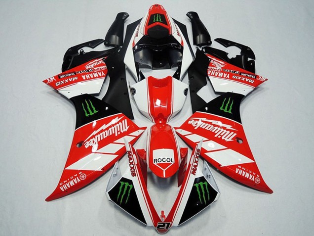 Beste Yamaha YZF R1 Motorrad Verkleidung 2012-2014 - Weiss Grau Glanzendes Schwarz Grun Monster Milwaukee Maxxis Rocol