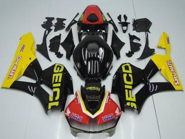 Beste Honda CBR1000RR Motorrad Verkleidung 2012-2016 - Rot Gelb Glanzendes Schwarz HRC One Heart GEICO