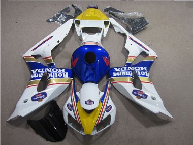 Beste Honda CBR1000RR Motorrad Verkleidung 2006-2007 - Weiss Blau Gelb Gold Rothmans