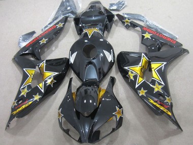 Beste Honda CBR1000RR Motorrad Verkleidung 2006-2007 - Glanzendes Schwarz Gold Stern Energy Drink