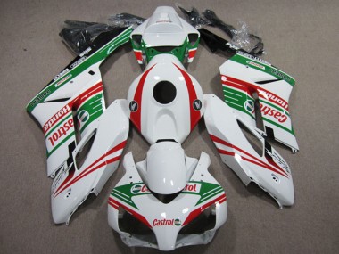 Beste Honda CBR1000RR Motorrad Verkleidung 2004-2005 - Weiss Rot Grun Castrol