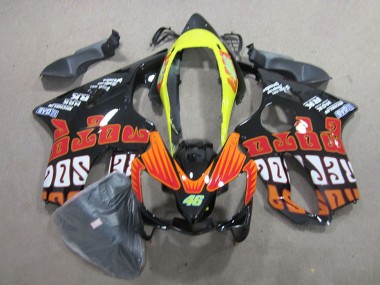 Beste Honda CBR600 F4i Motorrad Verkleidung 2004-2007 - Gelb Orange Glanzendes Schwarz Rossi 46