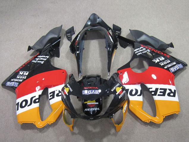 Beste Honda CBR600 F4 Motorrad Verkleidung 1999-2000 - Orange Weiss Rot Glanzendes Schwarz Repsol