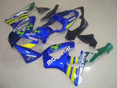 Beste Honda CBR900RR 929 Motorrad Verkleidung 2000-2001 - Blau Gelb Grun MoviStar Castrol