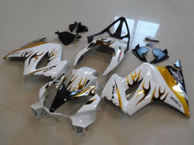 Beste Honda VFR 800 Motorrad Verkleidung 2002-2013 - Weiss Gold Flamme
