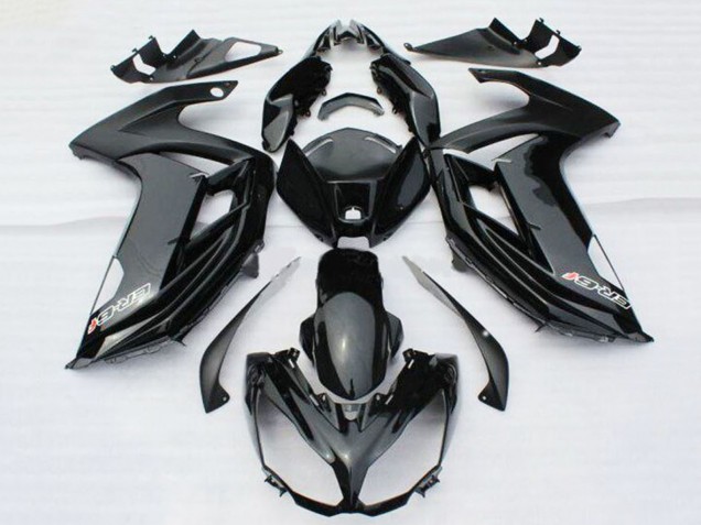 Beste Kawasaki ER6F Motorrad Verkleidung 2012-2014 - Glanzendes Schwarz mit Aufkleber