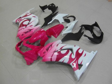 Beste Kawasaki ZX250R Motorrad Verkleidung 2008-2012 - Weiss Rosa Flamme