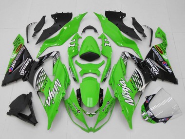 Beste Kawasaki ZX6R Motorrad Verkleidung 2013-2018 - Grun Weiss Silber Schwarz Elf Touch4 Bridgestone 11