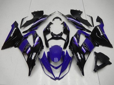 Beste Kawasaki ZX6R Motorrad Verkleidung Kit 2013-2018 - Blau Glanzendes Schwarz