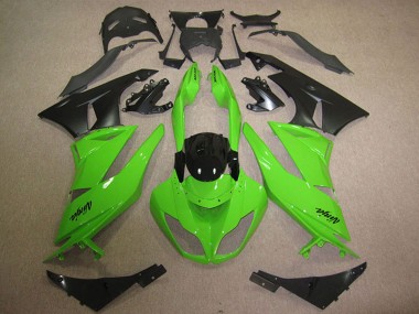 Beste Kawasaki ZX6R Motorrad Verkleidung 2009-2012 - Grun Glanzendes Schwarz Matt Schwarz