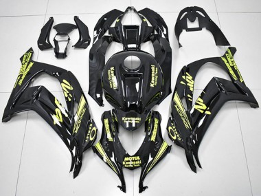 Beste Kawasaki ZX10R Motorrad Verkleidung 2016-2020 - Glanzendes Schwarz Gelb Motul Rennen Team Motocard