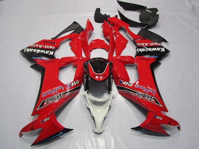 Beste Kawasaki ZX10R Motorrad Verkleidung 2008-2010 - Rot Glanzendes Schwarz Elf Vent-Axia
