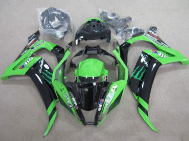 Beste Kawasaki ZX10R Motorrad Verkleidung 2011-2015 - Grun Glanzendes Schwarz Grun Elf Touch4 Monster