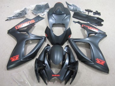 Beste Suzuki GSXR 600 Motorrad Verkleidung 2006-2007 - Matt Schwarz Rot Aufkleber
