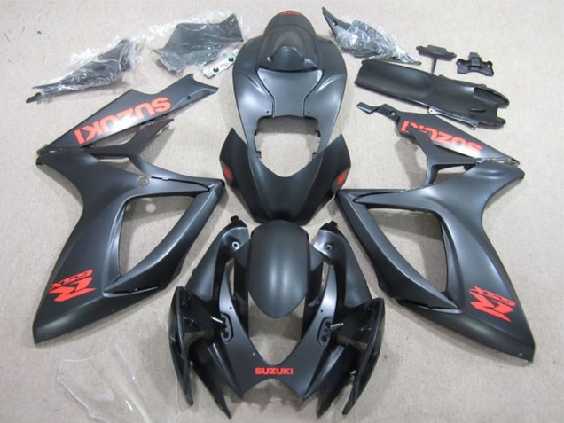 Beste Suzuki GSXR 600 Motorrad Verkleidung 2006-2007 - Matt Schwarz Rot Aufkleber