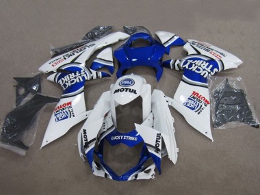 Beste Suzuki GSXR 600 Motorrad Verkleidung 2011-2024 - Blau Weiss Lucky Strike Motul