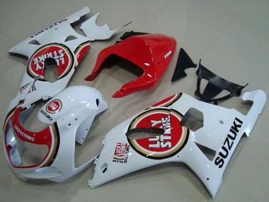 Beste Suzuki GSXR 750 Motorrad Verkleidung 2001-2003 - Weiss Rot Lucky Strike
