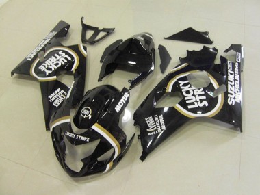 Beste Suzuki GSXR 750 Motorrad Verkleidung 2004-2005 - Glanzendes Schwarz Weiss Lucky Strike Motul