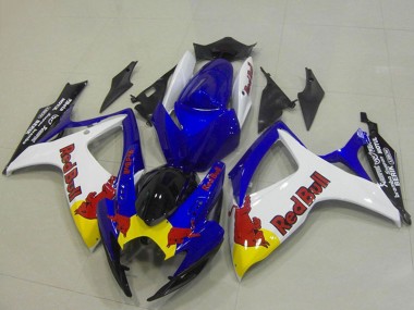 Beste Suzuki GSXR 750 Motorrad Verkleidung 2006-2007 - Blau Weiss Gelb Red Bull