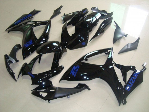 Beste Suzuki GSXR 750 Motorrad Verkleidung 2006-2007 - Glanzendes Schwarz Blau Aufkleber