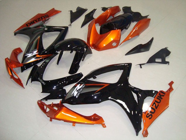 Beste Suzuki GSXR 750 Motorrad Verkleidung 2006-2007 - Orange Glanzendes Schwarz