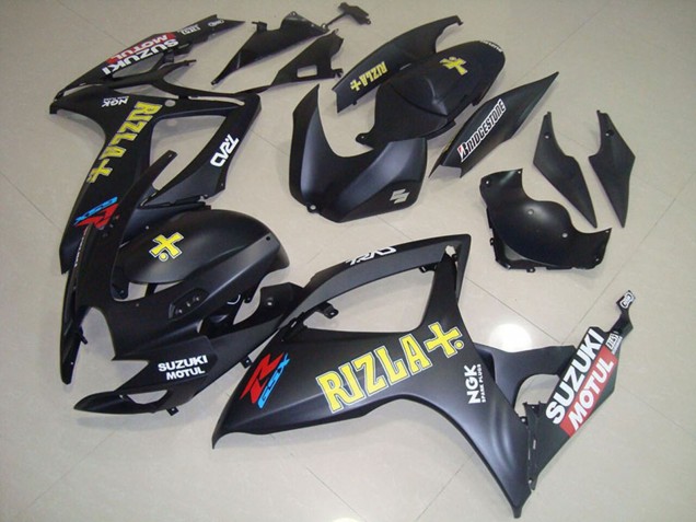 Beste Suzuki GSXR 750 Motorrad Verkleidung 2006-2007 - Matt Schwarz Gelb Rizla Motul