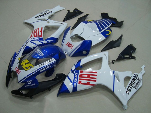 Beste Suzuki GSXR 750 Motorrad Verkleidung 2006-2007 - Weiss Blau Rot Fiat 46