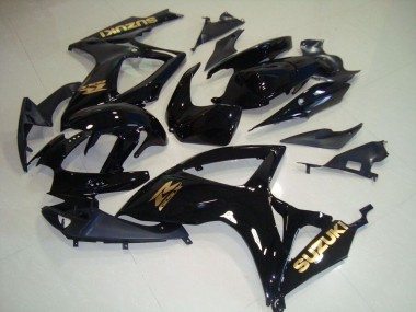 Beste Suzuki GSXR 750 Motorrad Verkleidung 2006-2007 - Glanzendes Schwarz Gold Aufkleber