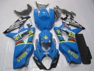 Beste Suzuki GSXR 1000 Motorrad Verkleidung 2007-2008 - Blau Gold Schwarz Rizla