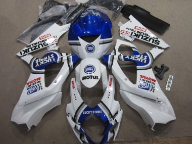 Beste Suzuki GSXR 1000 Motorrad Verkleidung 2007-2008 - Weiss Blau Lucky Strike Rot Motul
