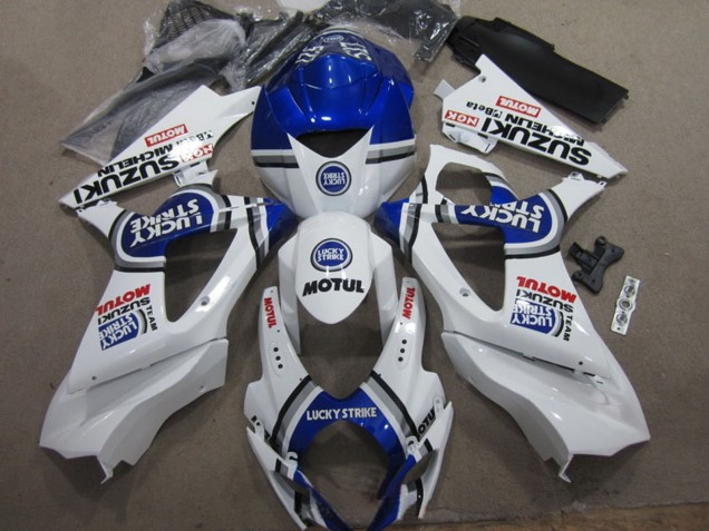 Beste Suzuki GSXR 1000 Motorrad Verkleidung 2007-2008 - Weiss Blau Lucky Strike Rot Motul