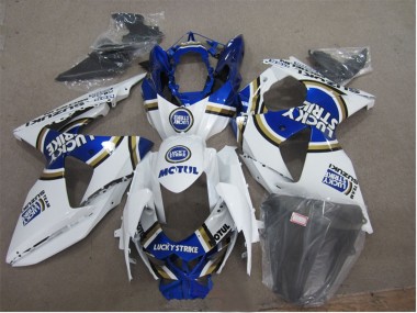 Beste Suzuki GSXR 1000 Motorrad Verkleidung 2009-2016 - Weiss Blau Lucky Strike Motul