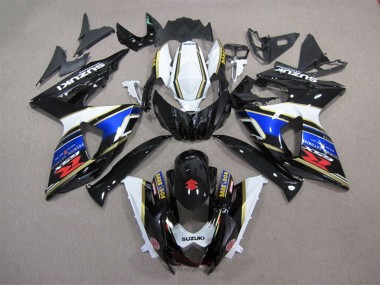 Beste Suzuki GSXR 1000 Motorrad Verkleidung 2009-2016 - Weiss Blau Schwarz Dunkel Dog