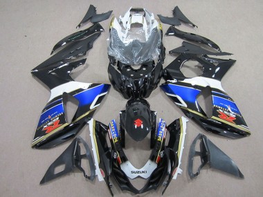 Beste Suzuki GSXR 1000 Motorrad Verkleidung 2009-2016 - Weiss Blau Schwarz Dunkel Dog