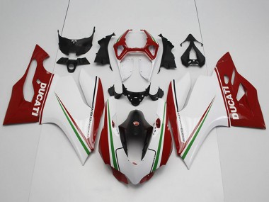 Beste Ducati 1199 Motorrad Verkleidung 2011-2014 - Weiss Rot Schwarz Grun