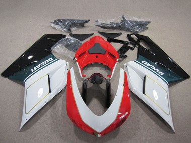 Beste Ducati 848 1098 1198 Motorrad Verkleidung Kit 2007-2014 - Weiss Rot Glanzendes Schwarz