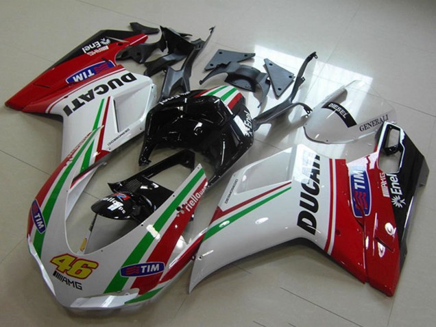 Beste Ducati 1098 Motorrad Verkleidung 2007-2014 - Rot Weiss Schwarz Grun Tim 46