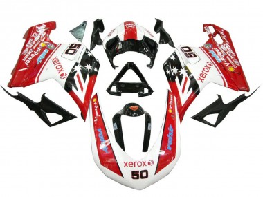 Beste Ducati 848 1098 1198 Motorrad Verkleidung 2007-2014 - Weiss Rot Glanzendes Schwarz Valsir Xerox 50