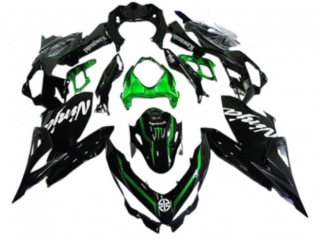 Beste Kawasaki EX400 Motorrad Verkleidung 2018-2024 - Glanzendes Schwarz Grun Monster