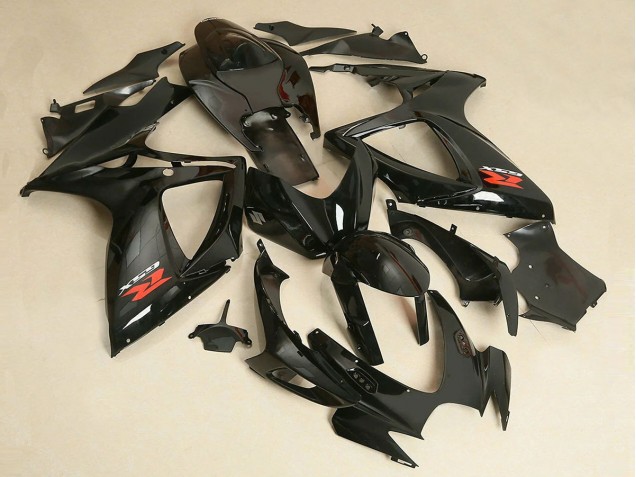 Beste Suzuki GSXR 600/750 Motorrad Verkleidung 2006-2007 - Glanzendes Schwarz