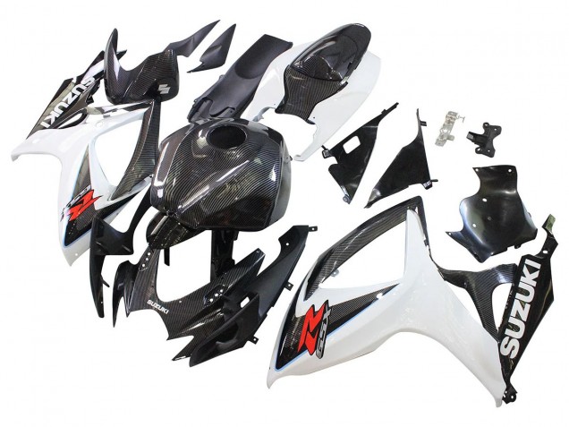 Beste Suzuki GSXR 600/750 Motorrad Verkleidung 2006-2007 - Schwarz Weiss Carbonfaser Stil