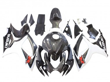 Beste Suzuki GSXR 600/750 Motorrad Verkleidung 2006-2007 - Schwarz Weiss Carbonfaser Stil
