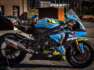 Beste Yamaha YZF R1 Motorrad Verkleidung 2015-2019 - Blau Gelb Hai