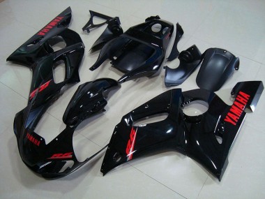 R6 98-02 Motorrad Verkleidung - Glänzend Schwarz Rote Aufkleber
