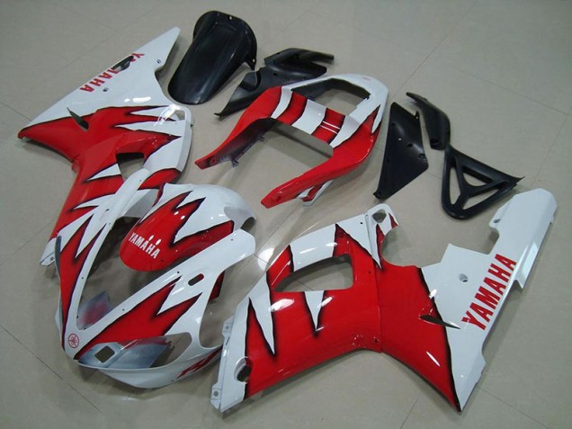 R1 00-01 Motorrad Verkleidungen - Weiß Rot Flamme R1 00-01 Motorrad Verkleidungen - Weiß Rot Flamme