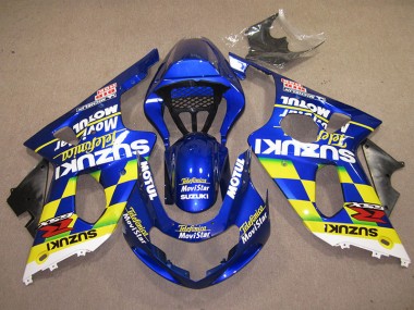 GSXR 1000 K1 00-02 Motorrad Verkleidungen - Blau Gelb Telefonica Movistar