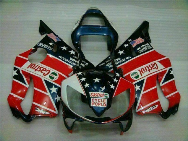 CBR 600 F4i 01-03 Motorrad Verkleidungen - Rot Weiß Blau Castrol Cycle World CBR 600 F4i 01-03 Motorrad Verkleidungen - Rot Weiß Blau Castrol Cycle World