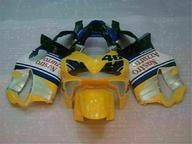 CBR 600 F4i 01-03 Motorrad Verkleidungen - Gelb Silber Nastro Azzurro