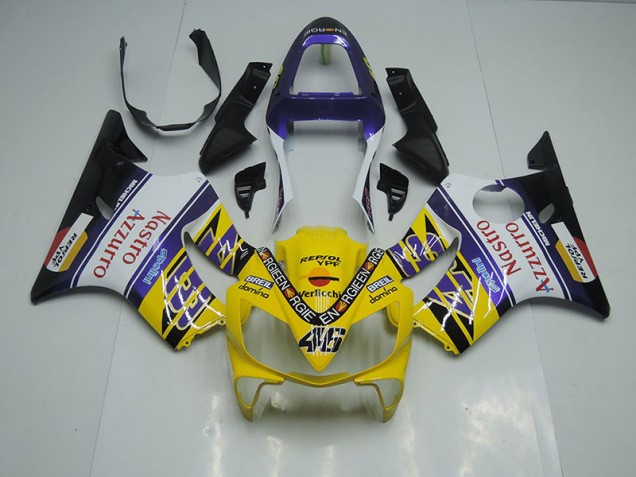 CBR 600 F4i 01-03 Motorrad Verkleidungen - Gelb Weiß Nastro Azzurro CBR 600 F4i 01-03 Motorrad Verkleidungen - Gelb Weiß Nastro Azzurro