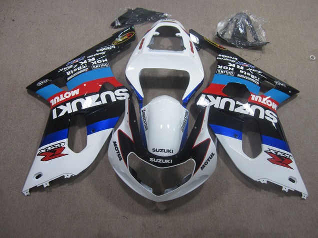 GSXR 600 K1 K2 K3 01-03 Motorrad Verkleidungen - Weiß Blau Motul
